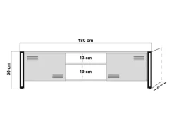 Móvel De Tv|Dmora Armário de TV Dperott,Aparador de sala, Armário de TV baixo, Base de parede equipada, 180x45h50 cm, Carvalho e Preto Castanho