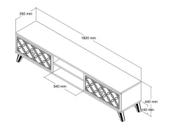 Discount Dmora Armário de TV Dpietr, Aparador de sala, Armário de TV baixo, Base de parede equipada, 180x35h44 cm, Nogueira e Branco Castanho
