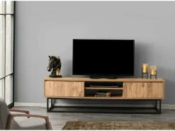 Hot Dmora Armário de TV Dpirol, Aparador de sala, Armário de TV baixo, Base de parede equipada, 180x40h50 cm, e Carvalho Preto