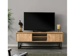 Móvel De Tv|Dmora Armário de TV Dpirol, Aparador de sala, Armário de TV baixo, Base de parede equipada, 140x40h50 cm, e Carvalho Preto