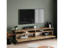 Dmora Armário de TV Dpirozz, Aparador de sala, Armário de TV baixo, Base de parede equipada, 180x36h56 cm, Carvalho^ Móvel De Tv