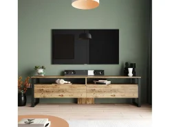 Dmora Armário de TV Dpirozz, Aparador de sala, Armário de TV baixo, Base de parede equipada, 180x36h56 cm, Carvalho^ Móvel De Tv