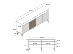Consola|Dmora Armário de TV Dpogg, Aparador de sala, Armário de TV baixo, Base de parede equipada, 180x35 h79 cm, Nogueira e Antracite Cinza antracite / Castanho