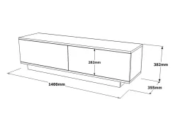 Móvel De Tv*Dmora Armário de TV Dpoloni, Aparador de sala, Armário de TV baixo, Base de parede equipada, 140x36h38 cm, Preto