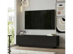 Móvel De Tv*Dmora Armário de TV Dpoloni, Aparador de sala, Armário de TV baixo, Base de parede equipada, 140x36h38 cm, Preto