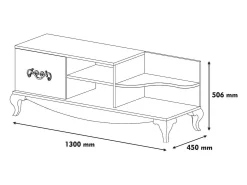 Móvel De Tv*Dmora Armário de TV Dporrin, Aparador de sala, Armário de TV baixo, Base de parede equipada, 130x45h51 cm, Nogueira e Branco Castanho