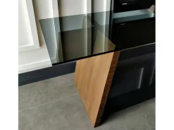 Móvel De Tv|Dmora Armário de TV Dpotenz, Aparador de sala, Armário de TV baixo, Base de parede equipada, 158x40h45 cm, Nogueira e Preto Castanho
