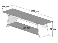 Móvel De Tv|Dmora Armário de TV Dpotenz, Aparador de sala, Armário de TV baixo, Base de parede equipada, 158x40h45 cm, Nogueira e Preto Castanho
