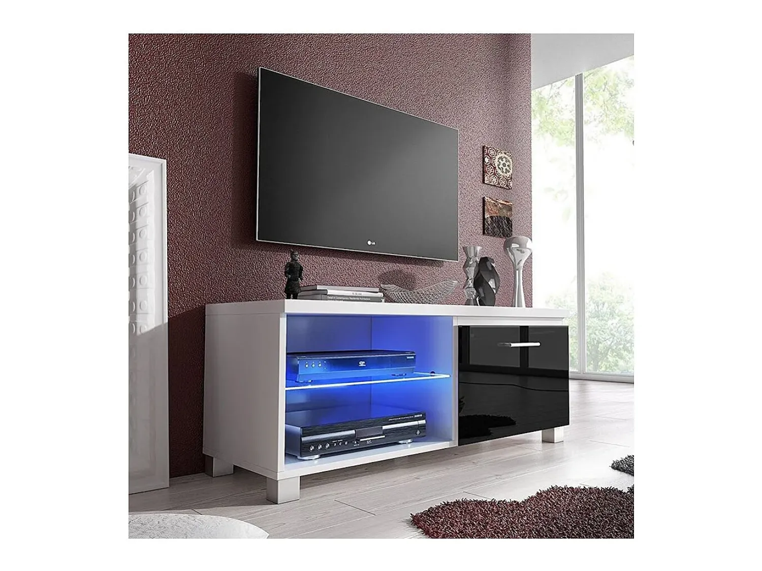 Clearance duehome Armário de TV LED Blanco - Negro Castanho