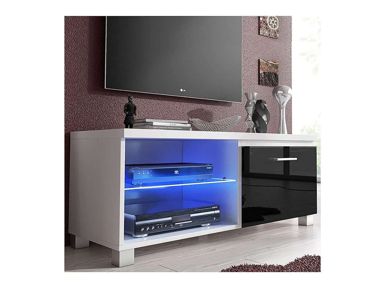 Clearance duehome Armário de TV LED Blanco - Negro Castanho