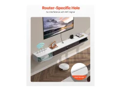 Móvel De Tv| Armário de TV Montado na Parede SucceBuy Suporte de TV Flutuante de Parede, 180 cm, Consola de Multimédia com Gestão de Cabos, Prateleira Moderna de Aglomerado Branco