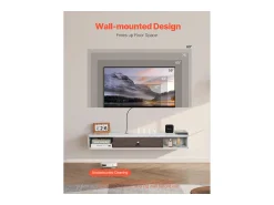 Armário de TV Montado na Parede SucceBuy Suporte de TV Flutuante de Parede, 120 cm, Consola de Multimédia Moderna com Gestão de Cabos, Prateleira de Aglomerado^ Móvel De Tv