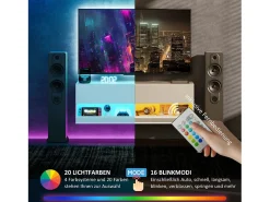Armário de TV pendurado 120x35x40,5cm, iluminação LED, 16 modos, brilhante^ Móvel De Tv