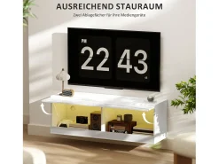 Armário de TV pendurado 120x35x40,5cm, iluminação LED, 16 modos, brilhante^ Móvel De Tv