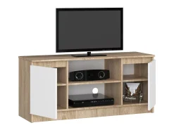 New Akord Armário de TV Sonora 120cm 2 Portas e 1 Prateleira em Carvalho Sonoma/Branco Natural claro / Branco