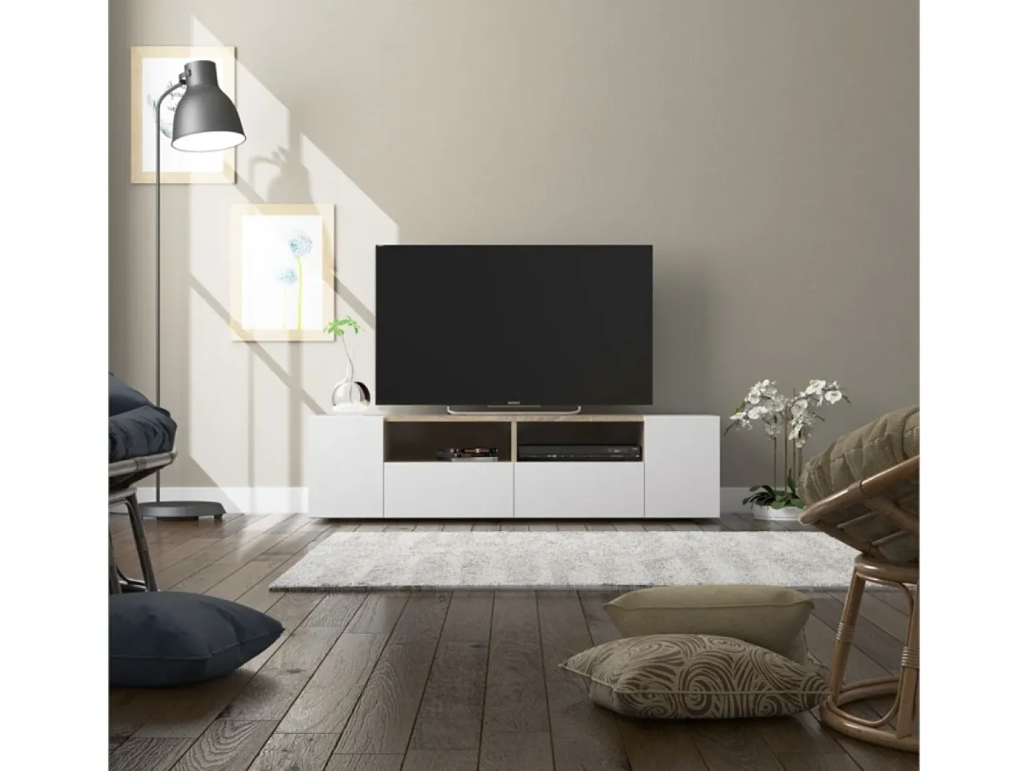 Loungitude Armário de TV Tamiko 138 cm Artik carvalho canadense^ Móvel De Tv