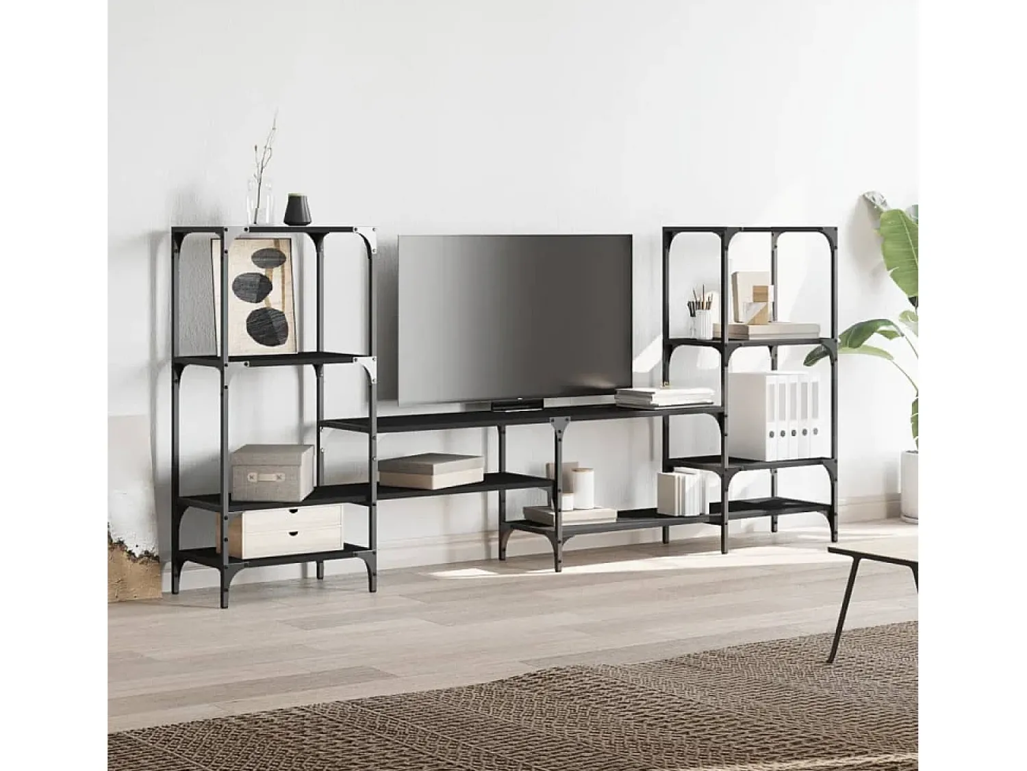 Móvel De Tv| Armário de TV 206,5x28,5x95 cm derivados de madeira PT542948 Preto