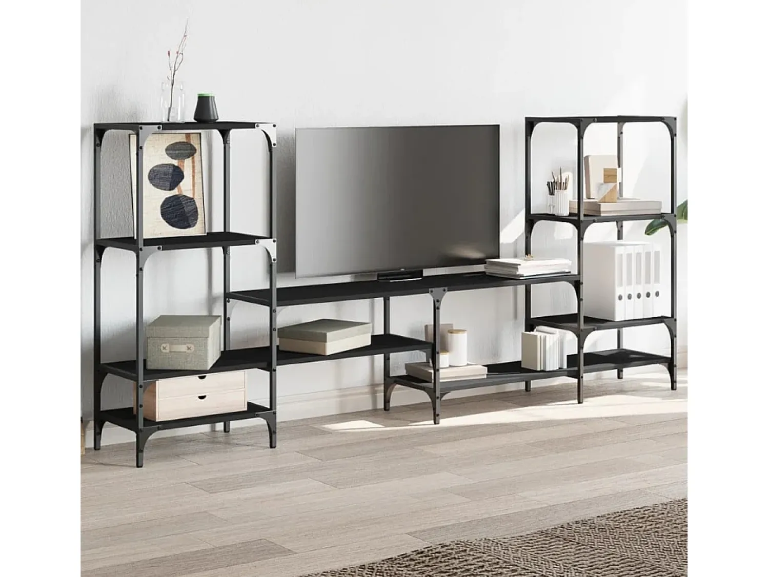 Móvel De Tv| Armário de TV 206,5x28,5x95 cm derivados de madeira PT542948 Preto