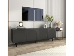 Móvel De Tv| Armário de TV 175x38x56 cm, moderno, pratos de inserção ajustáveis, Design de luxo Preto