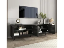 Móvel De Tv| Armário de TV 175x38x56 cm, moderno, pratos de inserção ajustáveis, Design de luxo Preto