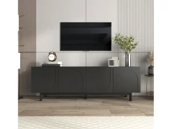 Móvel De Tv| Armário de TV 175x38x56 cm, moderno, pratos de inserção ajustáveis, Design de luxo Preto