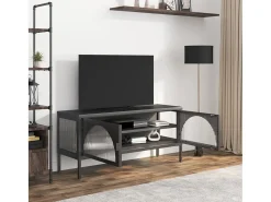 Best Armário de TV 105x35x50 cm vidro e aço PT572902 Preto