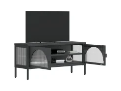 Best Armário de TV 105x35x50 cm vidro e aço PT572902 Preto