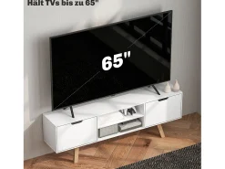 Armário de TV 150x39x50cm, 2 armários e 2 prateleiras, para até 65 polegadas,^ Móvel De Tv