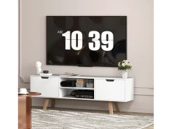 Armário de TV 150x39x50cm, 2 armários e 2 prateleiras, para até 65 polegadas,^ Móvel De Tv