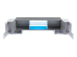 Armário de TV 180x40x46,5cm, branco e cinza, com LED Bluetooth, para até 70 polegadas Cinzento