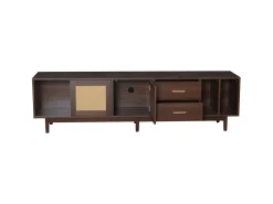 Móvel De Tv* Armário de TV 190x40x52cm, Rattan marrom, com gavetas, 6 pernas, para até 75 polegadas Castanho