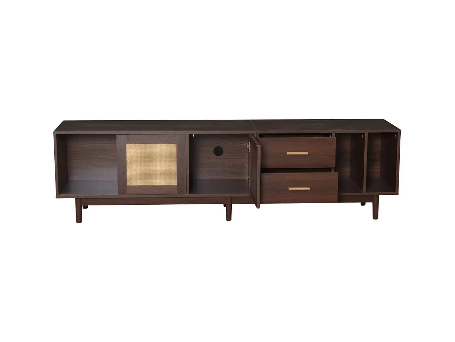 Móvel De Tv* Armário de TV 190x40x52cm, Rattan marrom, com gavetas, 6 pernas, para até 75 polegadas Castanho