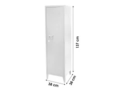 Móvel De Arrumação|Meublorama Armário de vestiário para escritório com 1 porta, estilo industrial - dimensões 38x38xH137cm Branco