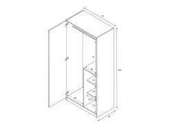 Outlet Dmora Armário Dgorett, Guarda-roupa para quarto de criança, Armário com 3 portas e 3 prateleiras com barra para cabide, 90x52h200 cm, Cinza e Verde Aqua Cinzento