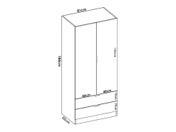 Clearance Dmora Armário Dlunin, Cabide para quarto, Armário com 2 portas de batente e 2 gavetas, 81x52h184 cm, Branco