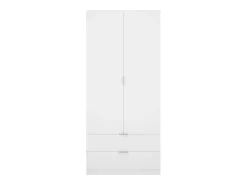 Clearance Dmora Armário Dlunin, Cabide para quarto, Armário com 2 portas de batente e 2 gavetas, 81x52h184 cm, Branco