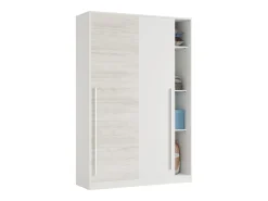 Dmora Armário Downey, Armário de quarto com 2 portas de correr, armário com barra suspensa e 3 prateleiras, 120x50h200 cm, antigo^ Móvel De Entrada