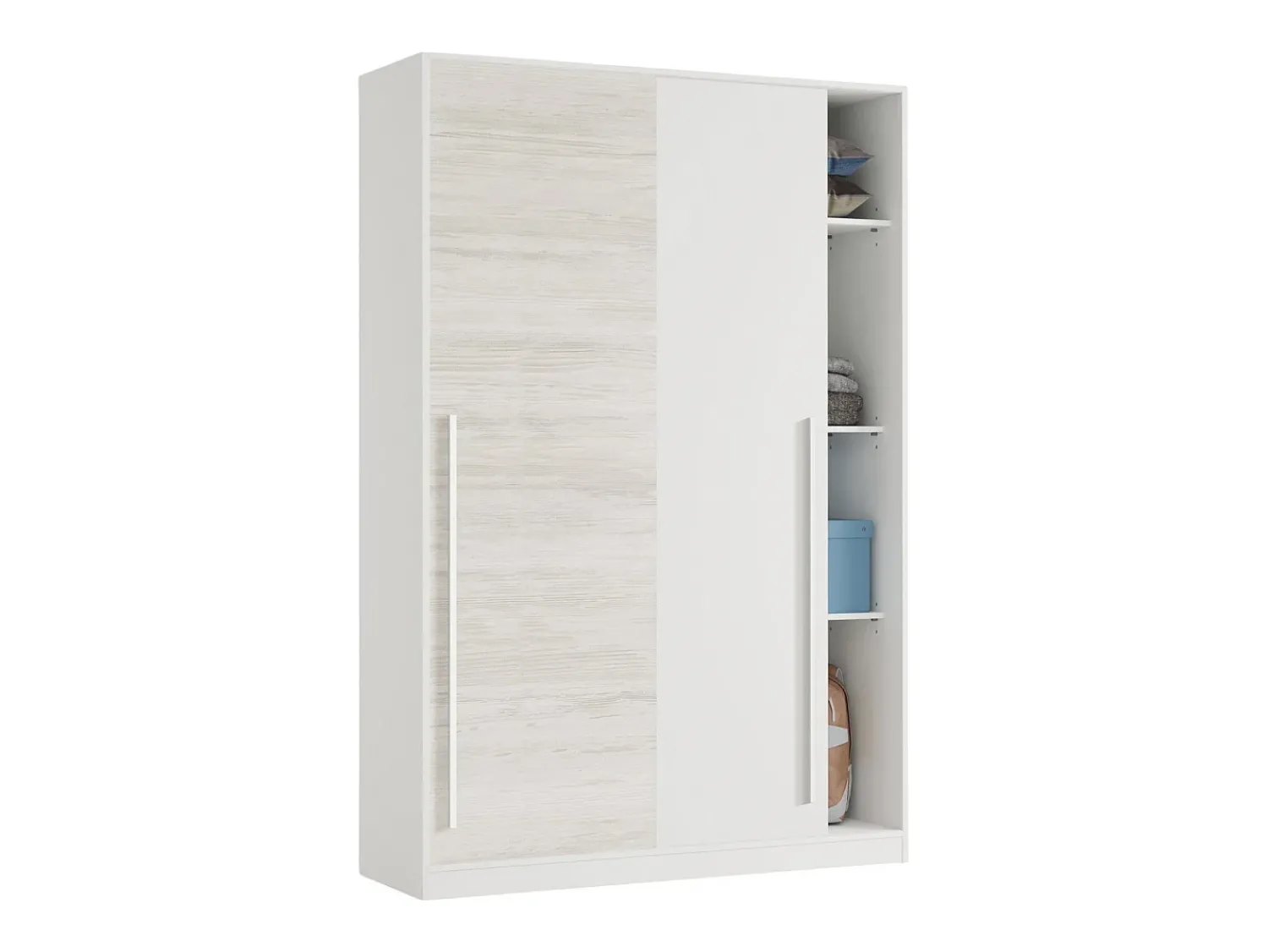 Dmora Armário Downey, Armário de quarto com 2 portas de correr, armário com barra suspensa e 3 prateleiras, 120x50h200 cm, antigo^ Móvel De Entrada