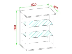 Vitrina*VCM Armário em pé Glasol Branco A. 60 x L. 52 x P. 35 cm Multicor