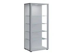 VCM Armário em pé Glasol Prata A. 115 x L. 52 x P. 35 cm^ Prateleira