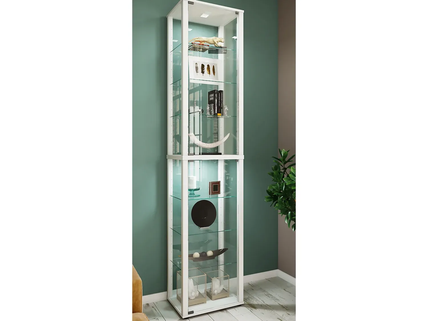 VCM Armário em pé Kavisa Branco A. 227 x L. 50 x P. 38 cm^ Vitrina