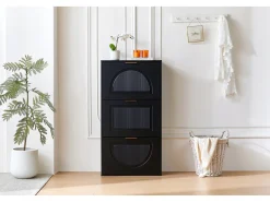 Merax Armário estreito para sapatos com 3 portas - 60 x 24 x 114 cm - para hall de entrada/sala de estar - MDF -^ Móvel De Arrumação|Sapateira