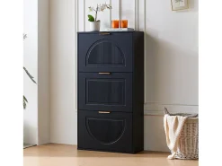 Merax Armário estreito para sapatos com 3 portas - 60 x 24 x 114 cm - para hall de entrada/sala de estar - MDF -^ Móvel De Arrumação|Sapateira