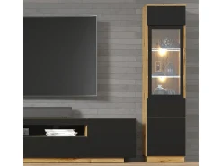 Discount Petits-Meubles Armário expositor de 2 portas Aurus em madeira e Preto