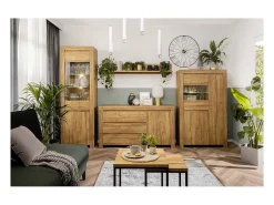 Clearance Petits-Meubles Armário expositor de 2 portas Hella Wood Natural claro