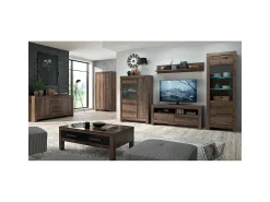 Vitrina|Petits-Meubles Armário expositor de 2 portas Adam Madeira escura Natural escuro