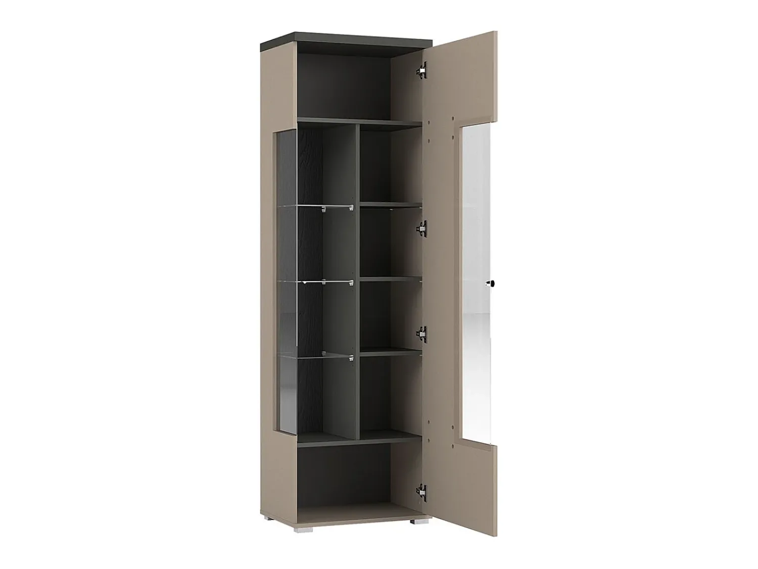 Sale Petits-Meubles Armário expositor de 1 porta Opio e Antracite Taupe