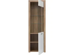 Vitrina*Petits-Meubles Armário expositor de 1 porta Nora branco e madeira Natural claro