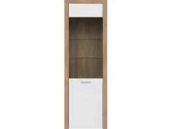 Vitrina*Petits-Meubles Armário expositor de 1 porta Nora branco e madeira Natural claro