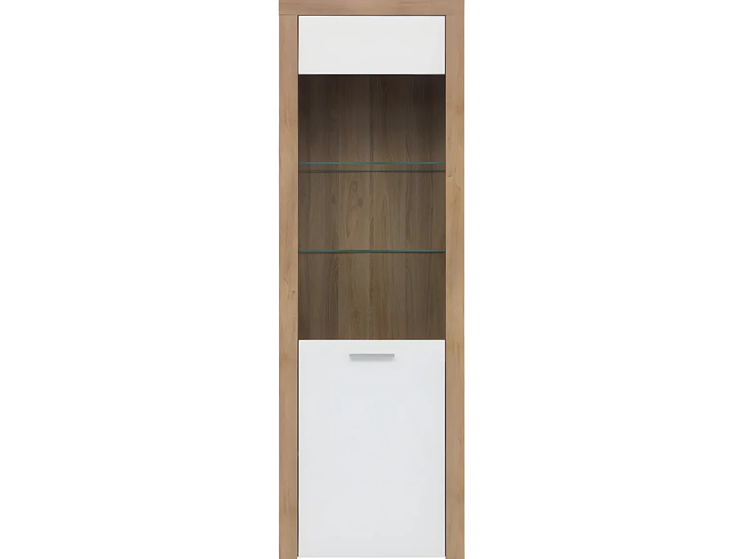 Vitrina*Petits-Meubles Armário expositor de 1 porta Nora branco e madeira Natural claro